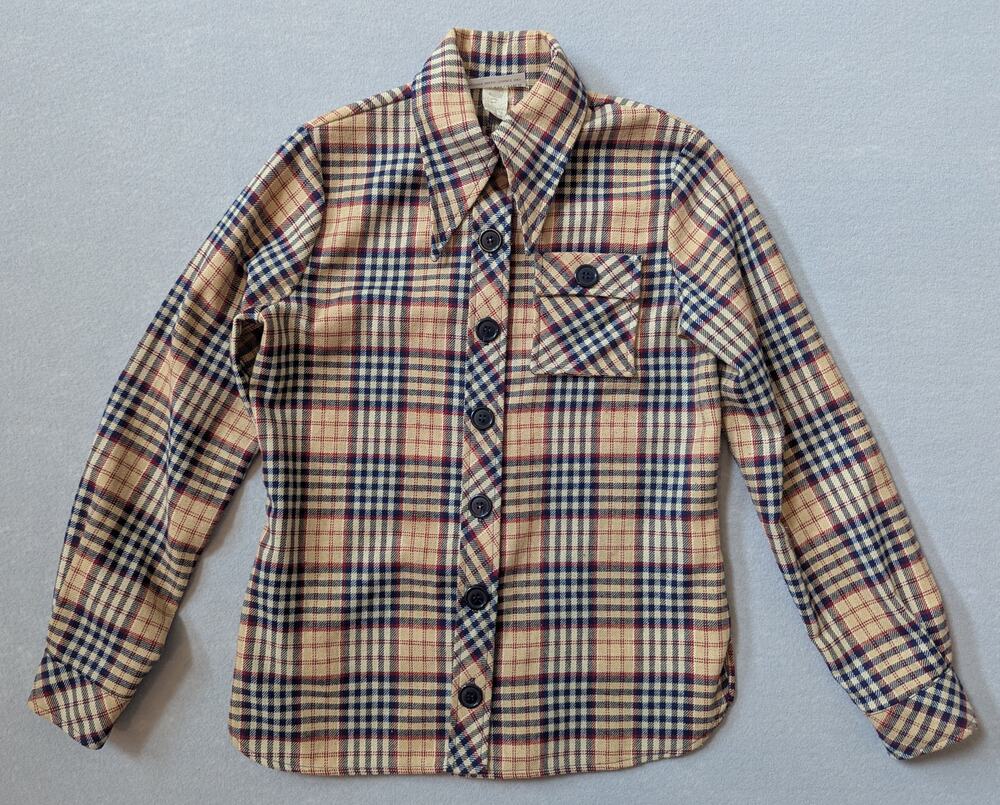 VTG 70s Bobbie Brooks Plaid Shacket S Dark Academia Retro Preppy ILGWU